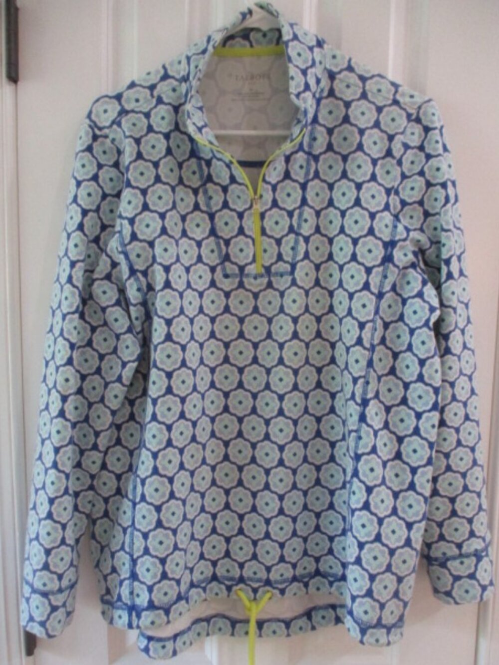 Talbots Pullover zip up Geo print Sz XLarge